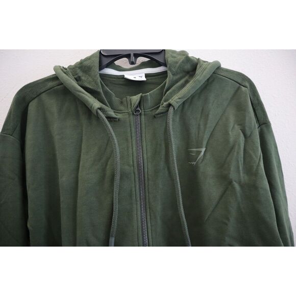 Gymshark B3A9X-EBRM Women Sz M Moss Olive Green GS Power Cropped Zip Hoodie - Picture 6 of 9